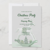 ホワイトロッキングホースグリーンクリスマスホリデーパーティー 招待状 (裏面)