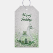 ホワイトロッキングホースグリーンクリスマスホリデー ギフトタグ (裏面)
