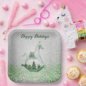 ホワイトロッキングホースグリーンクリスマスホリデー ペーパープレート (パーティー)