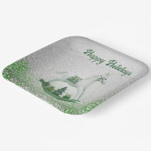 ホワイトロッキングホースグリーンクリスマスホリデー ペーパープレート (傾斜あり)