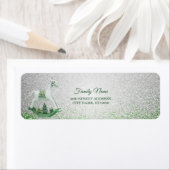 ホワイトロッキングホースグリーンクリスマス差出人住所 ラベル (インサイチュ)