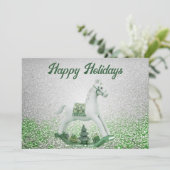 ホワイトロッキングホースホリデークリスマスカード シーズンカード (スタンド正面)