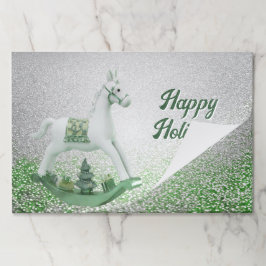 ホワイトロッキングホースホリデーティアウェイランチョンマット ペーパーパッド