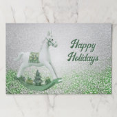 ホワイトロッキングホースホリデーティアウェイランチョンマット ペーパーパッド (正面)