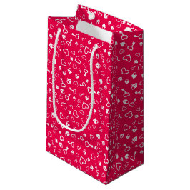 ホワイトロックと鍵ハートパターン（の模様が）ある抱き枕 スモールペーパーバッグ