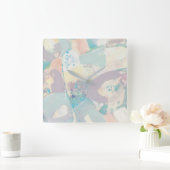 ホワイトロックパステル スクエア壁時計 (ホーム)