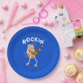 ホワイトロックンギター ペーパープレート (パーティー)