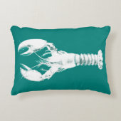 ホワイトロブスターオンターコイズ/ティール(緑がかった色) アクセントクッション (正面)