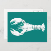 ホワイトロブスターオンターコイズ/ティール(緑がかった色) ポストカード (正面/裏面)