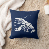 ホワイトロブスターオンネイビーブルー装飾用クッション クッション (ブランケット)