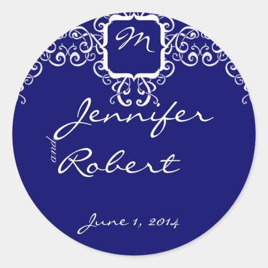 ホワイトロマンスモノグラム封筒用シール ラウンドシール (正面)