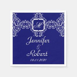 ホワイトロマンスモノグラム結婚ズ スタンダードカクテルナプキン