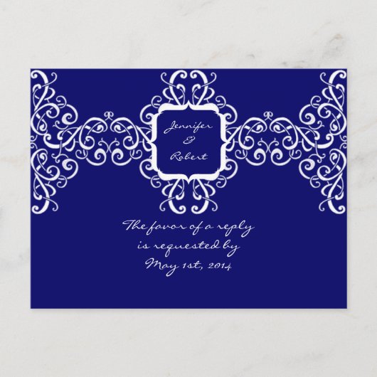 ホワイトロマンスモノグラムRSVPポストカード インビテーションポストカード (正面)