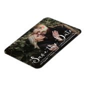 ホワイトロマンチックなスクリプト写真Save the Date Magnet マグネット (左側)