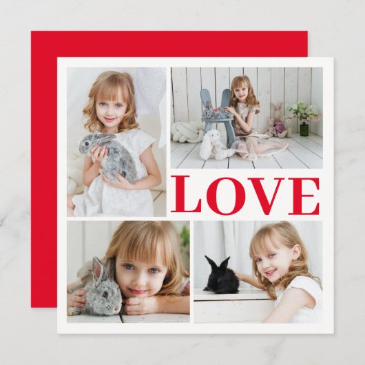 ホワイトロマンチックな愛バレンタインデーの写真カード (正面/裏面)