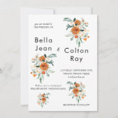 ホワイトロマンチックフローラカスケード結婚式招待状 招待状 (正面)