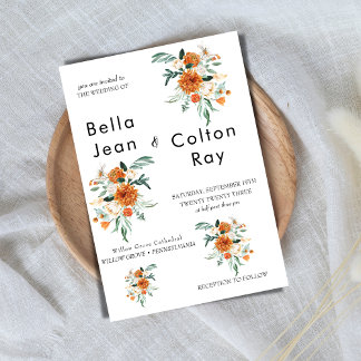 ホワイトロマンチックフローラカスケード結婚式招待状 招待状