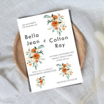 ホワイトロマンチックフローラカスケード結婚式招待状