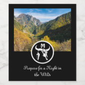 ホワイトロングホーンスカルシルエットモノグラムフォト ワインラベル (シングルラベル)