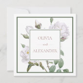 ホワイトローエレガントズフローラグ結婚リーン 招待状 (正面)