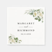 ホワイトローエレガントズフローラ結婚ズ スタンダードカクテルナプキン (正面)