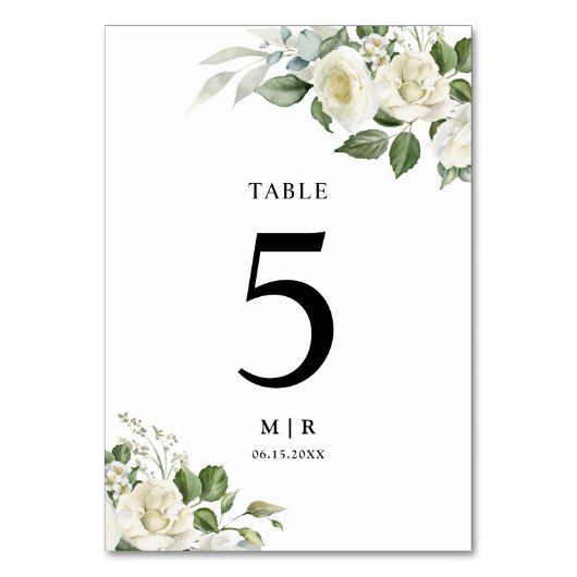 ホワイトローエレガントズフローラ結婚ズ テーブルナンバー (正面)