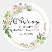 ホワイトローズおよび金ゴールド《キリスト教》洗礼式や命名式封筒用シール ラウンドシール (正面)