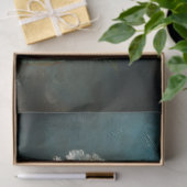 ホワイトローズがティール（緑がかった色）のバック絵を描グランドデコップ 薄葉紙 (ギフト)