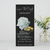 ホワイトローズとゴールデンリングや輪は日付を保存するラッカード (スタンド正面)