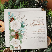ホワイトローズとパインコーンブリデスメイドランチョン 招待状