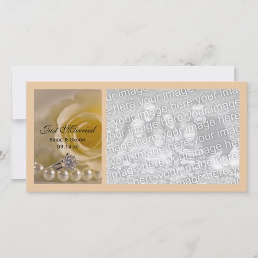 ホワイトローズとパールたった今結婚しました発表 案内状 (正面)