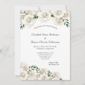 ホワイトローズとフォーマル金ゴールドクラシック結婚ズ 招待状 (正面)