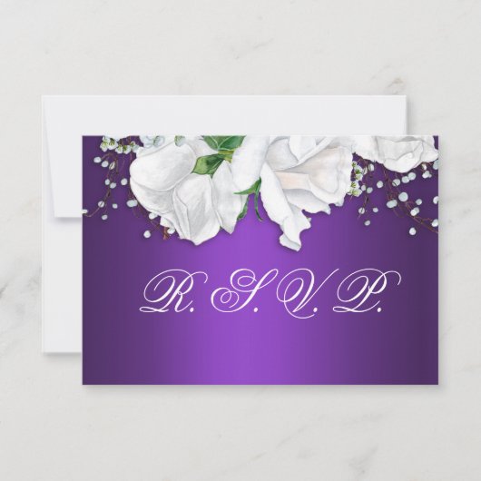 ホワイトローズと深いパープル 出欠カード (正面)