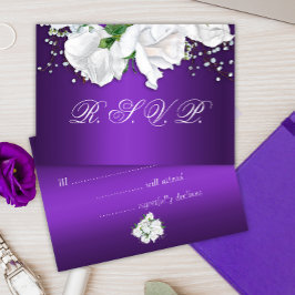 ホワイトローズと深いパープル 出欠カード