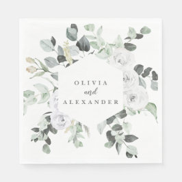 ホワイトローズと緑のフローラ結婚ズ スタンダードランチョンナプキン