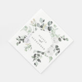 ホワイトローズと緑のフローラ結婚ズ スタンダードランチョンナプキン (角)