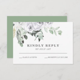 ホワイトローズと緑のフローラ結婚ズ 出欠カード