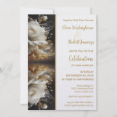 ホワイトローズと金ゴールド結婚式招待状 招待状 (正面)