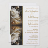 ホワイトローズと金ゴールド結婚式招待状 招待状 (正面/裏面)