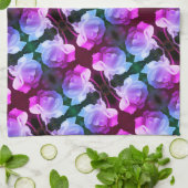 ホワイトローズと雨滴抽象芸術フローラアート キッチンタオル (折り畳み)