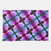 ホワイトローズと雨滴抽象芸術フローラアート キッチンタオル (横)