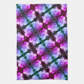 ホワイトローズと雨滴抽象芸術フローラアート キッチンタオル (縦)