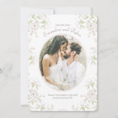 ホワイトローズのクラシックな結婚式の写真 Save the Date 招待状 (正面)