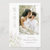 ホワイトローズのクラシックな結婚式の記念日 招待状 (正面)