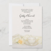 ホワイトローズのリハーサル結婚ディナー付きティーカップ 招待状 (正面)