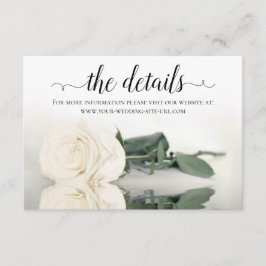 ホワイトローズの美しい結婚式の詳細ウェブサイト エンクロージャーカード