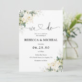 ホワイトローズの花の結婚式招待状 招待状 (スタンド正面)