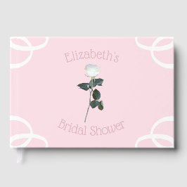 ホワイトローズの花びらピンクのブライダルシャワー ゲストブック