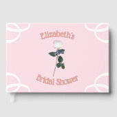 ホワイトローズの花びらピンクのブライダルシャワー ゲストブック (正面)