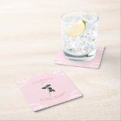 ホワイトローズの花びらピンクのブライダルシャワー スクエアペーパーコースター (インサイチュ)